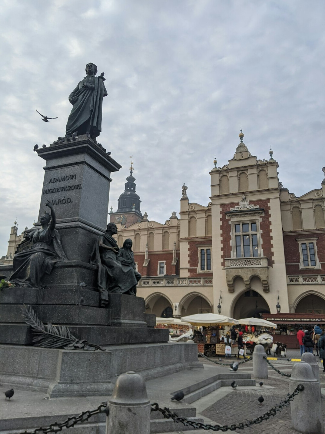 Street musicians performing in a Polish town square